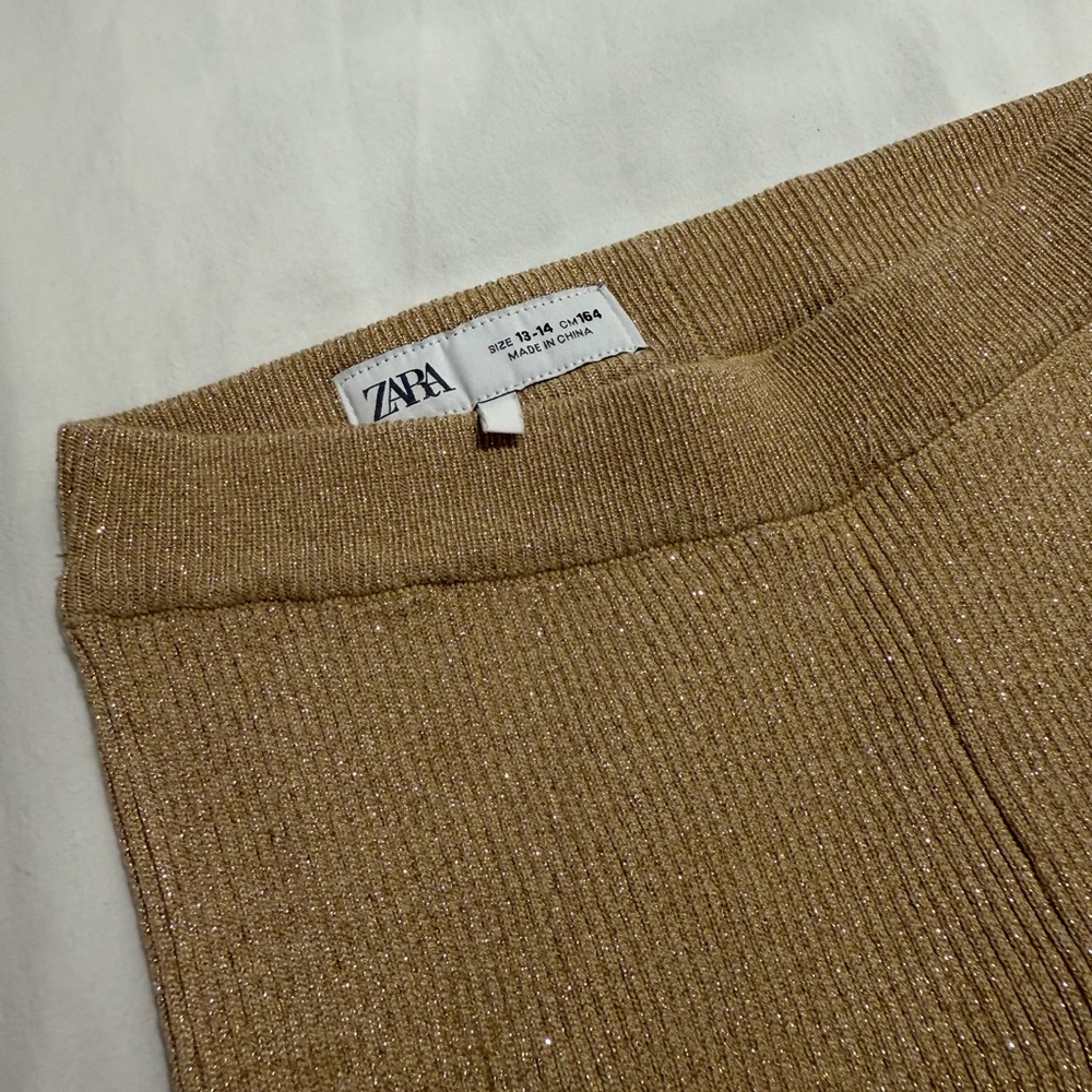 Zara Metallic Gold Ribbed Pants - Picture 3 of 4